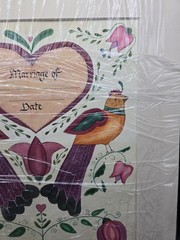 Original Hand Painted Marriage Certificate Blank Vintage Love Folk Art 16″x13″