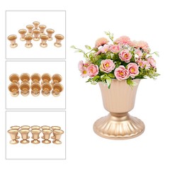 10pcs Retro Gold Flower Trumpet Vases Tabletop Wedding Centerpieces Decor NEW