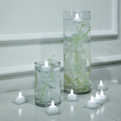 12 White LED TEA LIGHTS Waterproof Submersible Wedding Tabletop CENTERPIECES