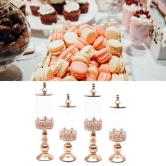 4PCS Candy Jars With Lids Buffet Bar Party Sweets Tank Acrylic&Metal Storage Jar