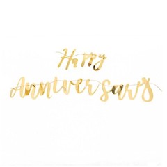 10 feet Gold Metallic Happy Anniversary Paper Hanging Party GARLAND Events Home