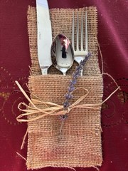 Handmade Burlap Silverware Holders: 60 Sunflower, Thank You; Used At Wedding
