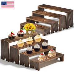 Yuzukyauy Large 2 Set Stackable Wooden Cupcake Stand Tiered Riser Display