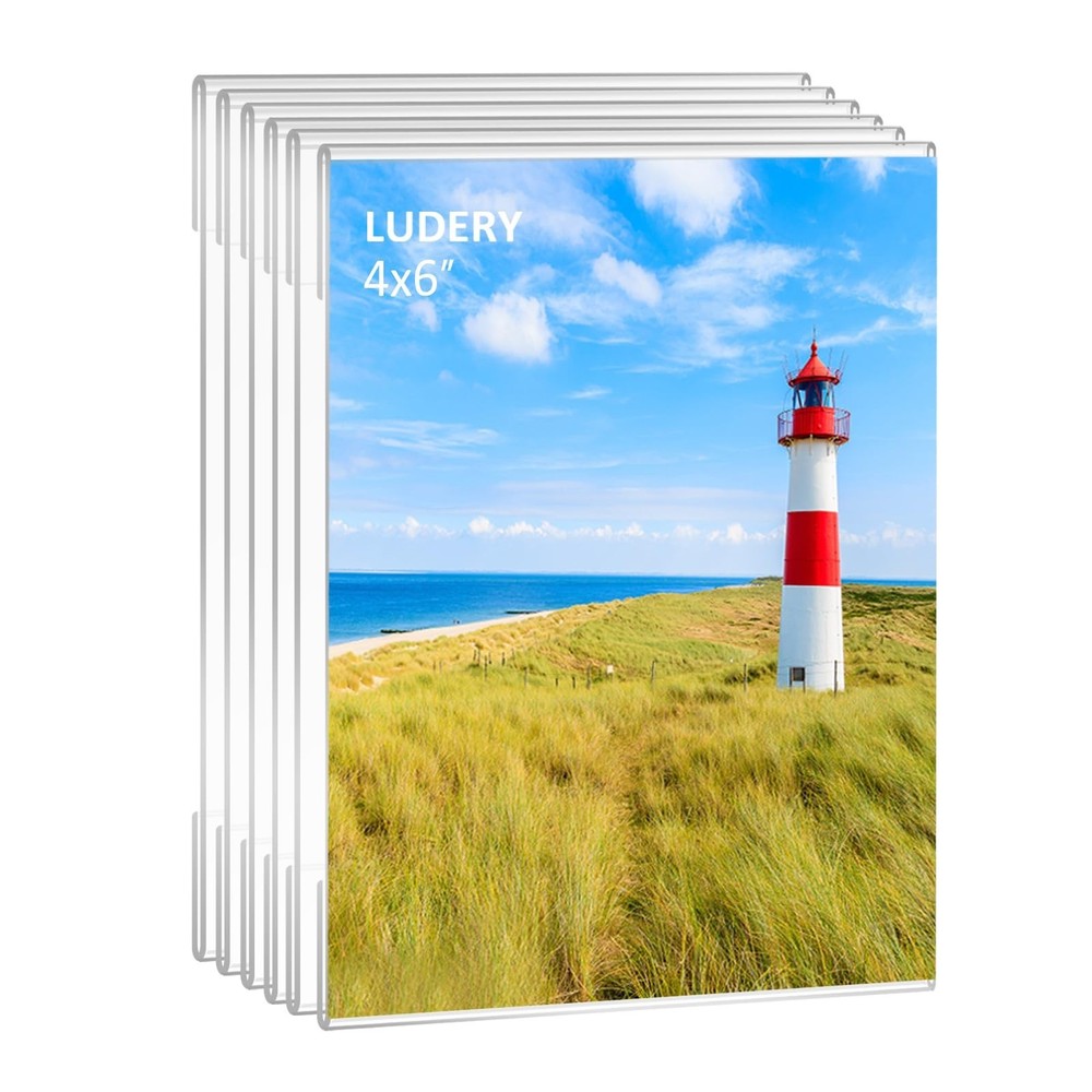 Acrylic Picture Frames 4×6, 4×6 Picture Frame, Set of 6 Clear Acrylic Photo P…