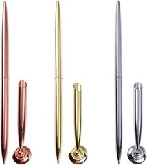 Gold Pen & Pen Stand Round Pen Holder Signing Set – Metal Attached Desk