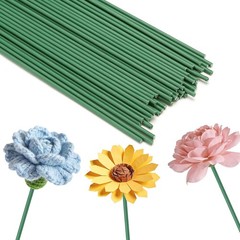 Green Floral Wire Stems 50 Pieces Thick Flower Rose Bud Sticks 8 Inches