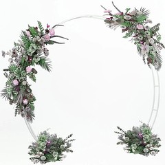 Metal Arch for Ceremony,6.5 Feet Double Round Backdrop Stand,Circle white