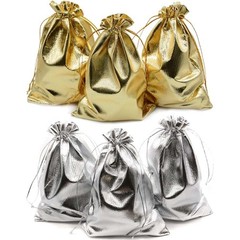 50pcs Gold Gift Drawstring Bags Pouches For Jewelry Organizers Candy Package