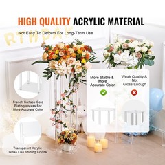 7.87» x 7.87» x 31.50» Gold Acrylic Tall Wedding Flower Stand 2 Count)