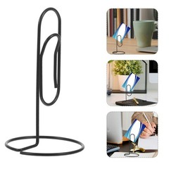 6pcs Metal Paper Clip Desktop Memo Holders Table Card Holders Clamp Black