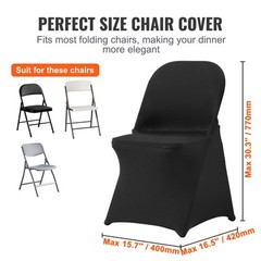 VEVOR 30PCS Black Stretch Spandex Folding Chair Covers for Wedding Party Dining