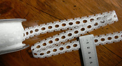Poly Scalloped Sides IVORY 5 Metres 20mm Wide 5mm RIBBON Thread Insert Lace AR5