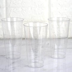 16 oz Plastic CLEAR Silver Glittered Cocktail Disposable Glasses Party Catering