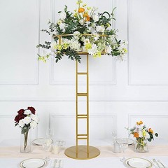 46″ Gold Metal Round Top Flower Stand Pedestal Centerpiece Party Decorations