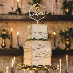Love Wooden Cake Topper for Wedding Birthday 9×5 Inch (Pack of 1), Unpainted