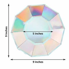 25 IRIDESCENT 9″ Decagon Salad Dinner Paper Plates Disposable Tableware Party