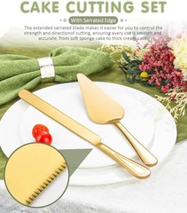 13-Inch Premium Cake Cutting Set for wedding,Exquisite Cake Knife and Server Set