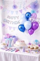 Balloon Bouquet Kit, 50 Pack Assorted Latex Metallic Blue Lavender White