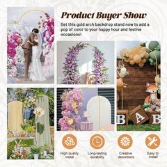 Wedding Arch Backdrop Stand 7.2FT, 6.6FT, 6FT Golden Metal Arch Fit Wedding co