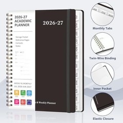 Planner 2026-2027, Weekly and Monthly 6.3″x8.5″(Jul 2026-Jun 2027) A-Black