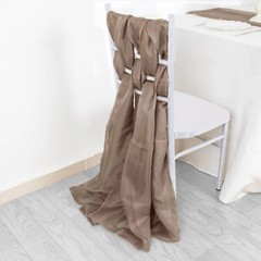 5 Taupe Extra Wide Premium Chiffon CHAIR SASHES Bows Ties Wedding Decorations