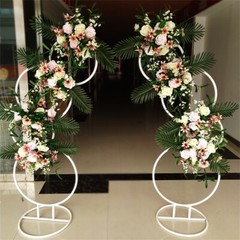 2x Detachable Tall Metal Balloon Arch Kit Wedding Backdrop Stand 8 Circle Frames