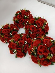 Artificial Red Rose Kissing Ball Bouquets Set of 5 Wedding Centerpieces Silk
