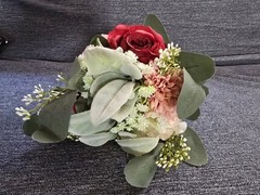 Artificial Wedding Rose & Eucalyptus Bouquet Bunch Red Blush Pink Green White