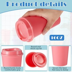 Pcs 16 oz Reusable Coffee Cups with Lids, Microwaveable 12 Morandi Colors