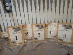 Wedding Table Number Signs Set of 12 Peacock Feather Reception Decor w/Stands