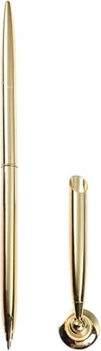 Gold Pen And Pen Stand Round Pen Holder Signing Pen Set Metal Attached To Desk