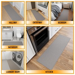 Hallway Runner Rug 20″ x 53″ Non Slip Solid Area Rugs Easy to Clean Laundry R…