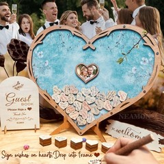 Rustic Wedding Guest Book Alternative Pen Set Sign Heart Drop , Unique Person…