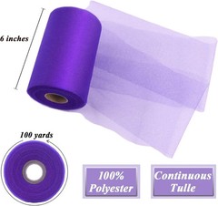 Purple Tulle Fabric Roll 6″ by 100 Yards (300 Ft) Soft Tulle Spool for DIY Craft