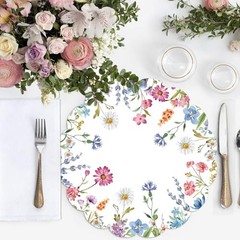 50Pcs Round Paper Placemats, 13.4 Inch Wildflower Disposable Floral Placemats