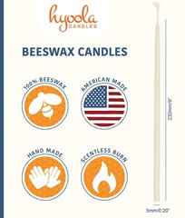 Hyoola Beeswax Skinny Taper Candles – 50 Pack – Natural 9 inches, White