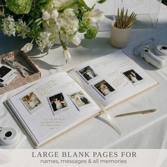 Beige Linen Wedding Guest Book 9 x 7 Inch Reception Sign In Book