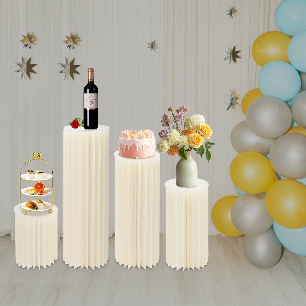 4PCS Foldable Cardboard Centerpiece Display Cylinder Flowers Stand Party Decor