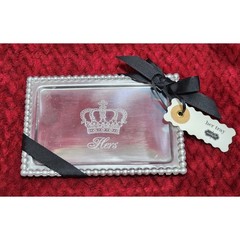 Mud Pie Metal Tray, Hers Ring Aluminum Tray Wedding Gift Decor