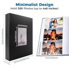 Photo Album, For 4″×6″, 3.5″×5″, Set of 2, 300 Sheets for 4″×6″ Black+Navy Blue