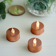 METALLIC ROSE GOLD 12 LED Tealight Candles Lights Party Wedding Centerpieces
