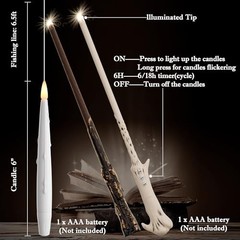 Floating Candles with Wand, 20Pcs White Hanging Candle for 20pc White-2Wand