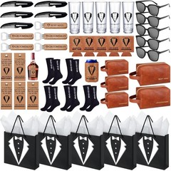 50Pcs Groomsmen Gifts Groomsmen Proposal Box with Shot Glasses Socks Sunglass…