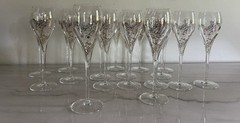 Nice! Set Of 17 Embossed Floral Gold Tone 8” Champagne Flutes 2 Sets Available