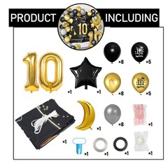 Happy 10th Birthday Balloons Gold Set Decor – Cheers to 10 Years Old Party Th…