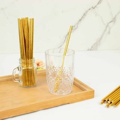 Gold 50 Metallic 8″ Disposable Food Grade Drinking Paper Straws Party Events