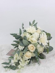 Rinlong White Green Cascade Bouquet Wedding Bouquets for Bride Cascading Wedd…