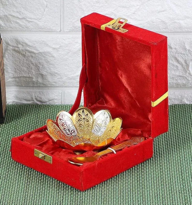 Gold Silver Plated Lotus Return Gift Bowls Indian Wedding Gift Party Favors Gift
