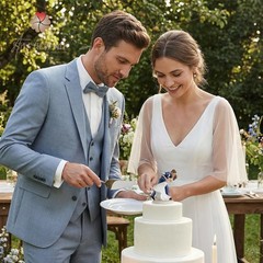 Storieme Wedding Cake Topper Decoration: Bride and Groom 4.7 inches, White