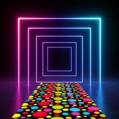 Pcs8 x 39 Inch Disposable Circle Dot Neon Floor 80 90s Party Decorations DIY 1